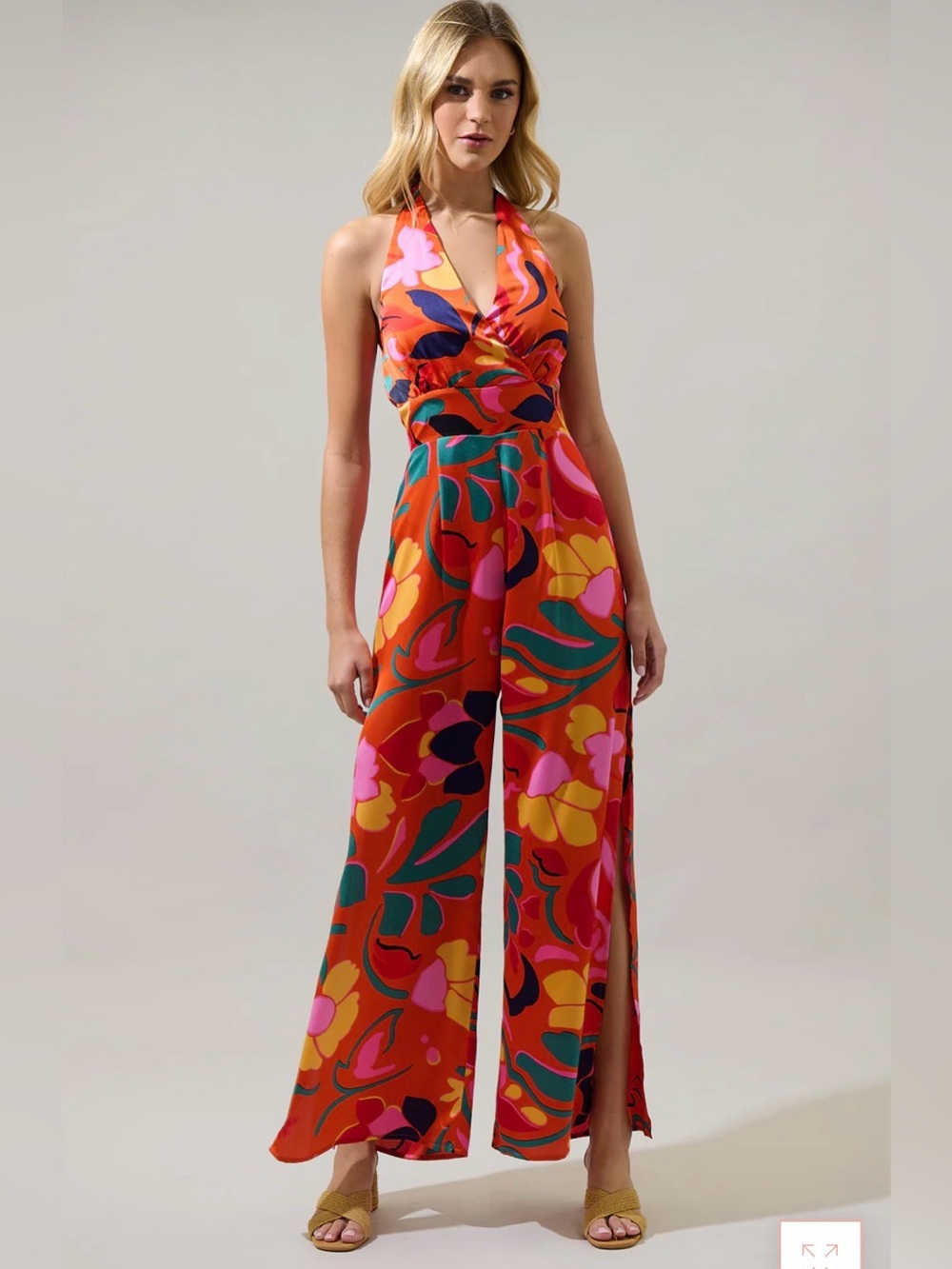 Sugarlips Serene Floral Magic Moment Halter Jumpsuit Size Medium